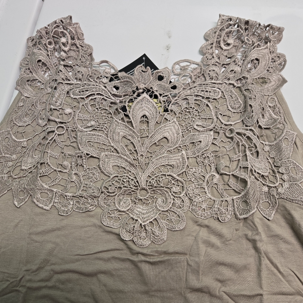 Elegant Taupe Lace Top